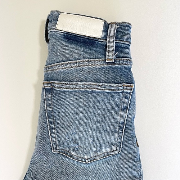 Re/Done 70s Stove Pipe Slim Straight Crop Jean High Waist Raw Hem Light Stone 24 - Picture 11 of 16